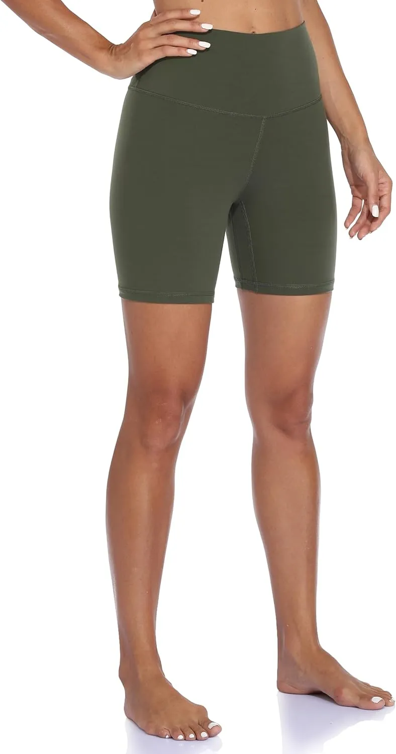 YUNOGA Women Biker Shorts 6 Inches - High Waisted Tummy Control Workout Athletic Exercise Spandex Yoga Shorts