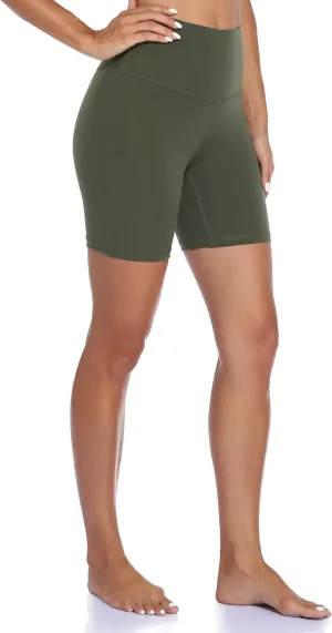 YUNOGA Women Biker Shorts 6 Inches - High Waisted Tummy Control Workout Athletic Exercise Spandex Yoga Shorts