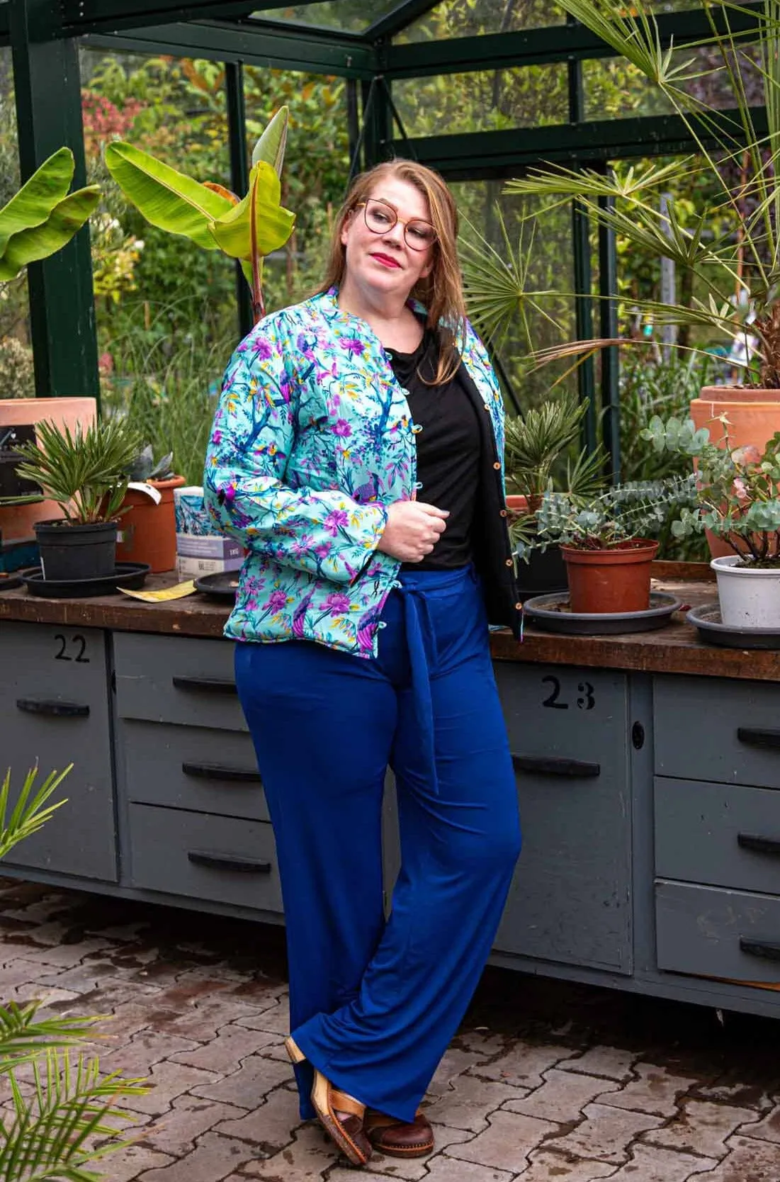 Zijden jacket- gevoerd jasje met fleece - blue birds