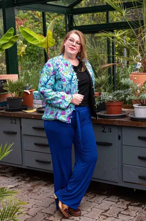 Zijden jacket- gevoerd jasje met fleece - blue birds