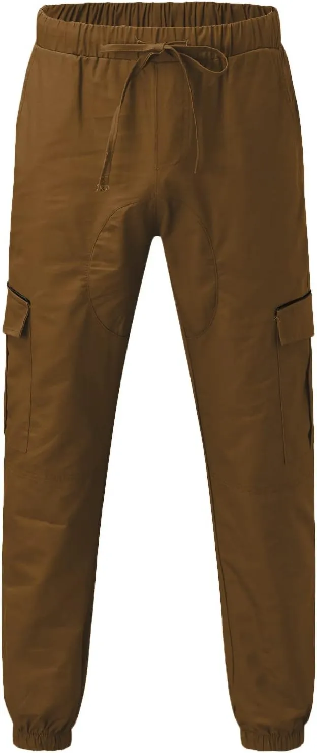 ZYXTIM Men's Casual Cargo Jogger Pants with Multi-Pockets Elastic Waist Slim Fit Pencil Tapered Trousers Athletic Sweatpants