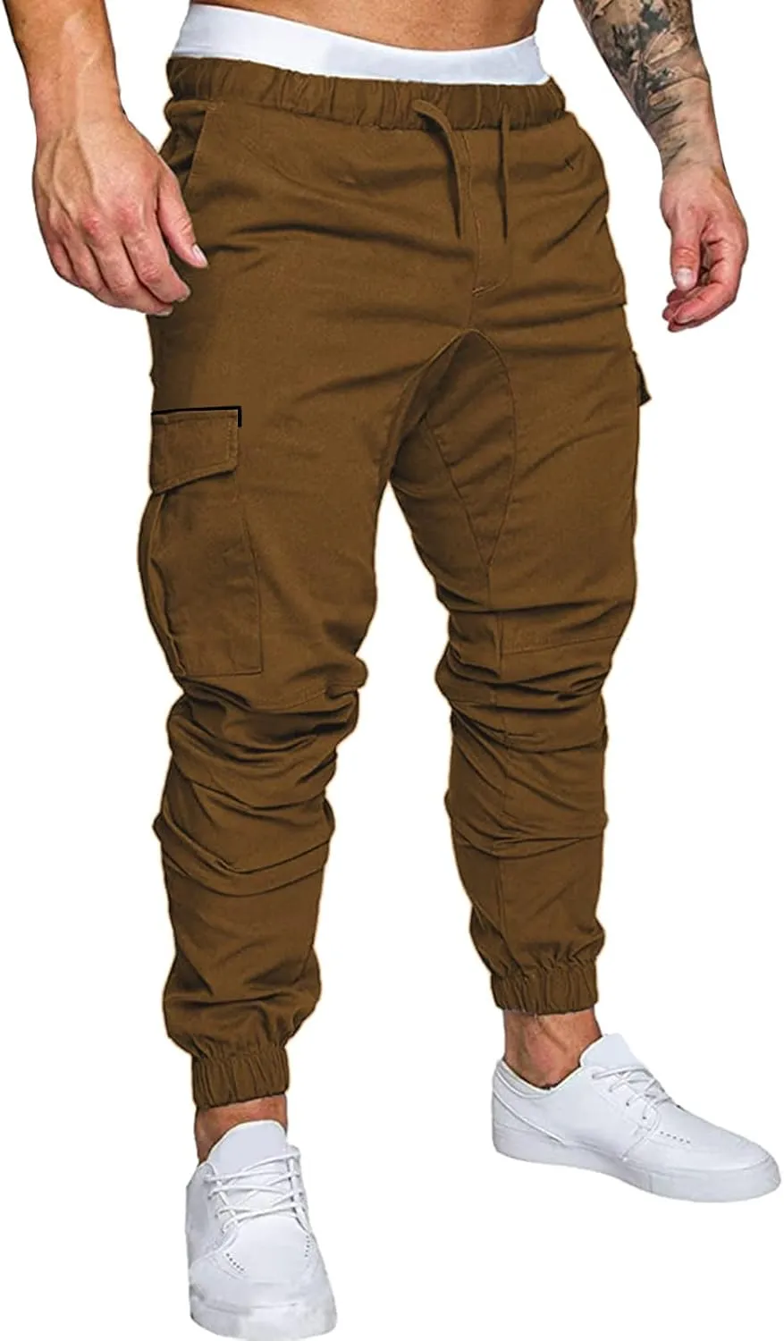 ZYXTIM Men's Casual Cargo Jogger Pants with Multi-Pockets Elastic Waist Slim Fit Pencil Tapered Trousers Athletic Sweatpants