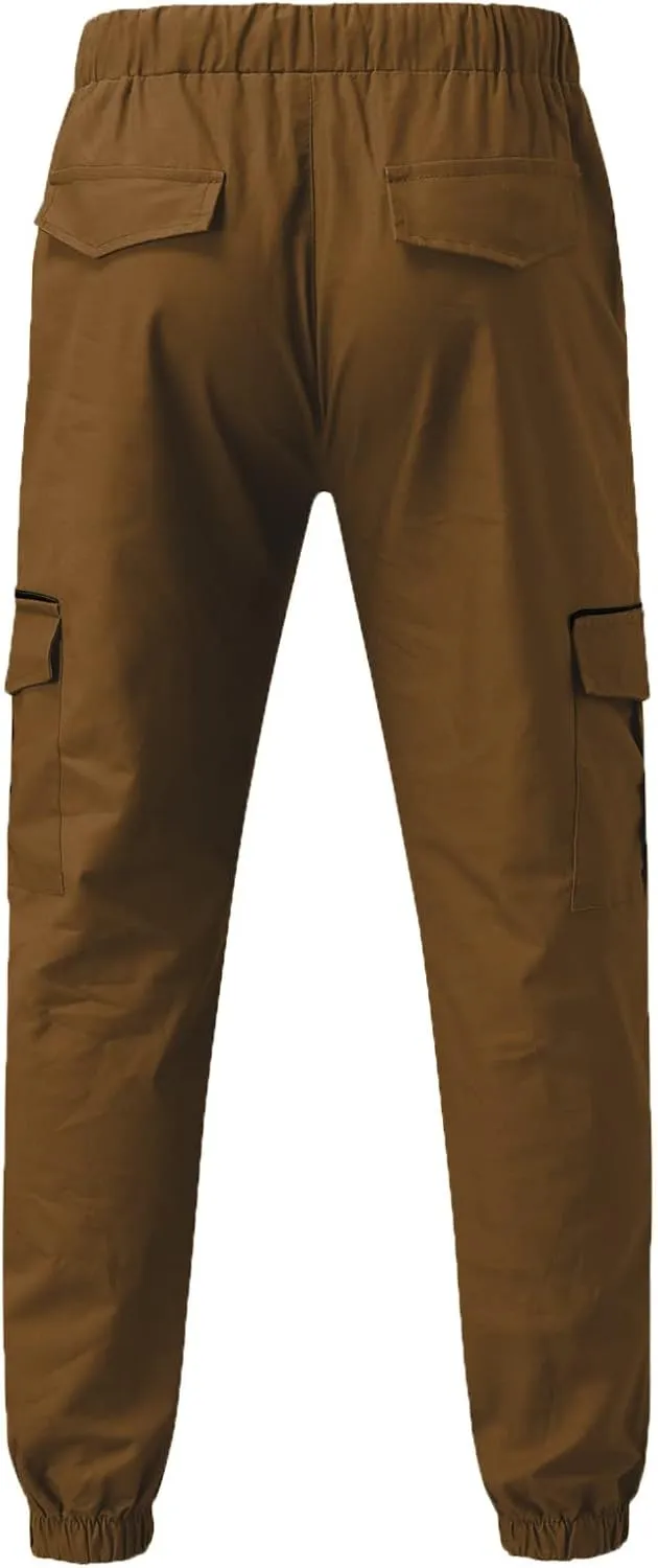 ZYXTIM Men's Casual Cargo Jogger Pants with Multi-Pockets Elastic Waist Slim Fit Pencil Tapered Trousers Athletic Sweatpants