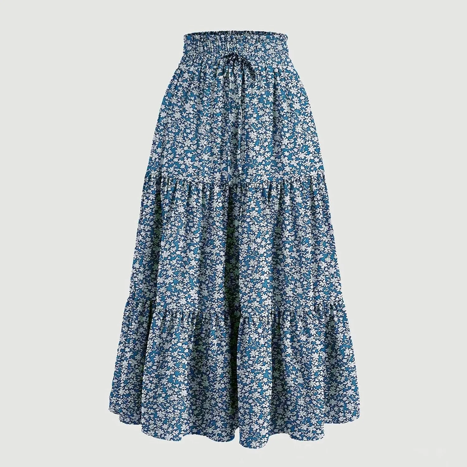 ZYXTIM Women's 2025 Bohemian Long Skirts Tiered Elastic High Waisted Summer Floral Maxi Skirt Vacation Flowy Swing Sundress
